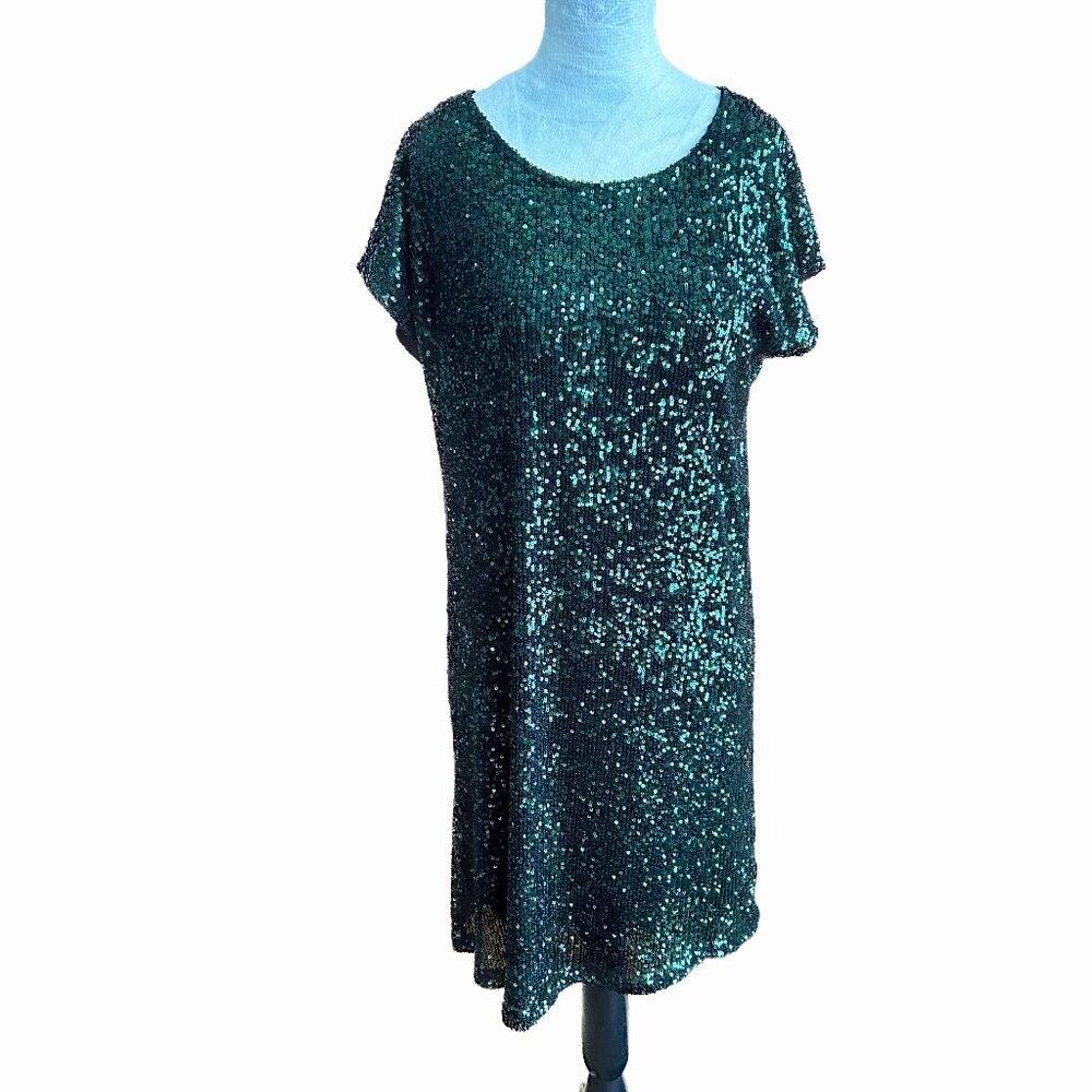 Cable & Gauge Glittering Green Mini Dress